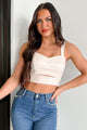 Memorable Encounter Faux Leather Crop Top (Ivory) - NanaMacs