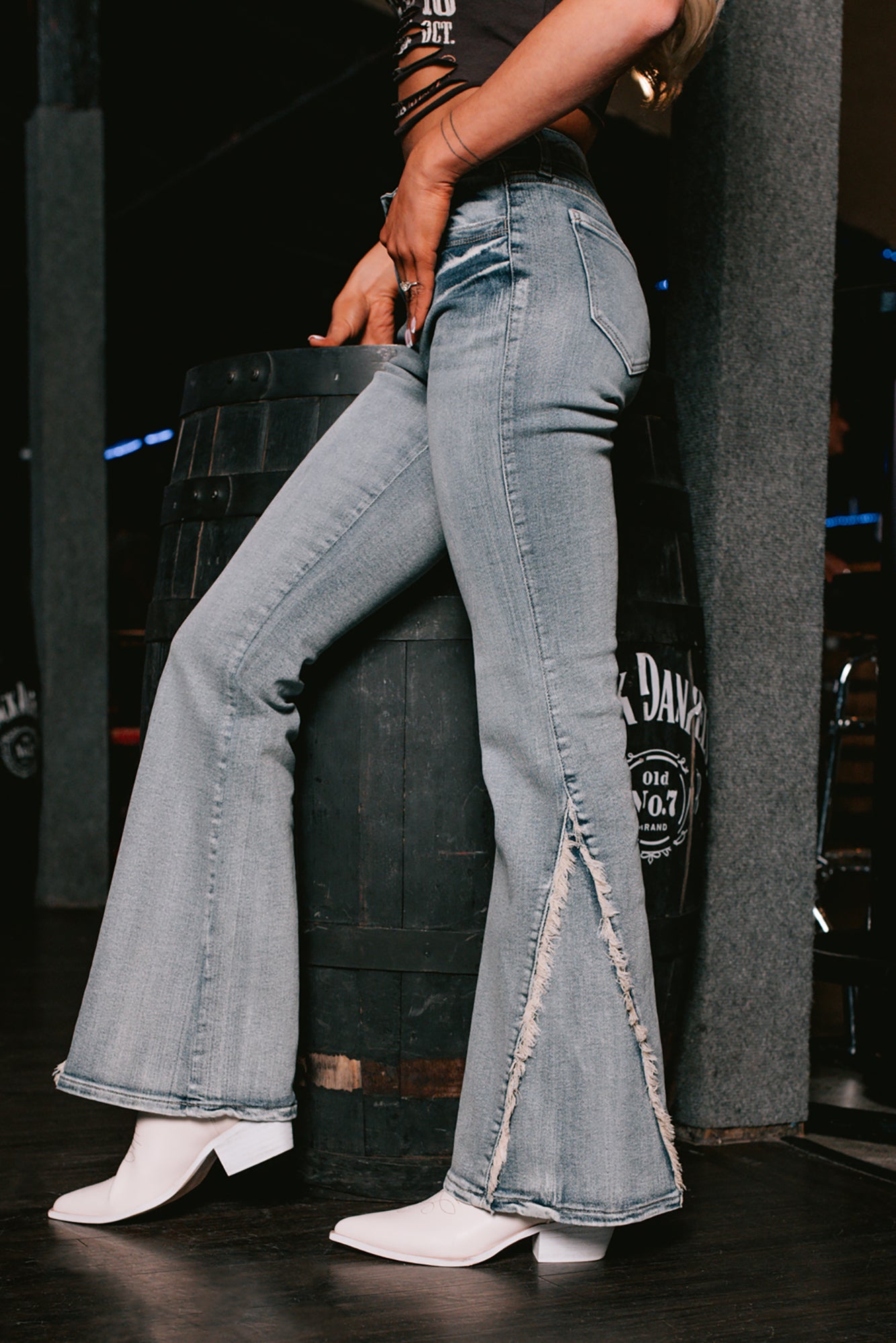 Estella Mid Rise Cello Flare Jeans (Tinted Light) · NanaMacs