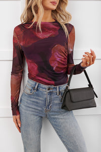 True Self Floral Mesh Long Sleeve Top (Fuchsia/Multi) - NanaMacs