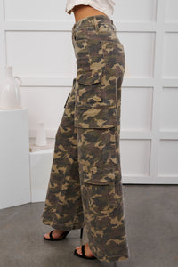 Kayla High Rise Cargo Hidden Jeans (Camouflage) - NanaMacs