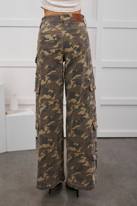 Kayla High Rise Cargo Hidden Jeans (Camouflage) - NanaMacs