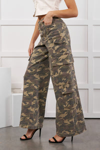 Kayla High Rise Cargo Hidden Jeans (Camouflage) - NanaMacs