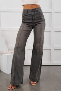 Arabella High Rise Flare Hidden Jeans (Grey)