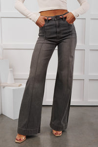 Arabella High Rise Flare Hidden Jeans (Grey)