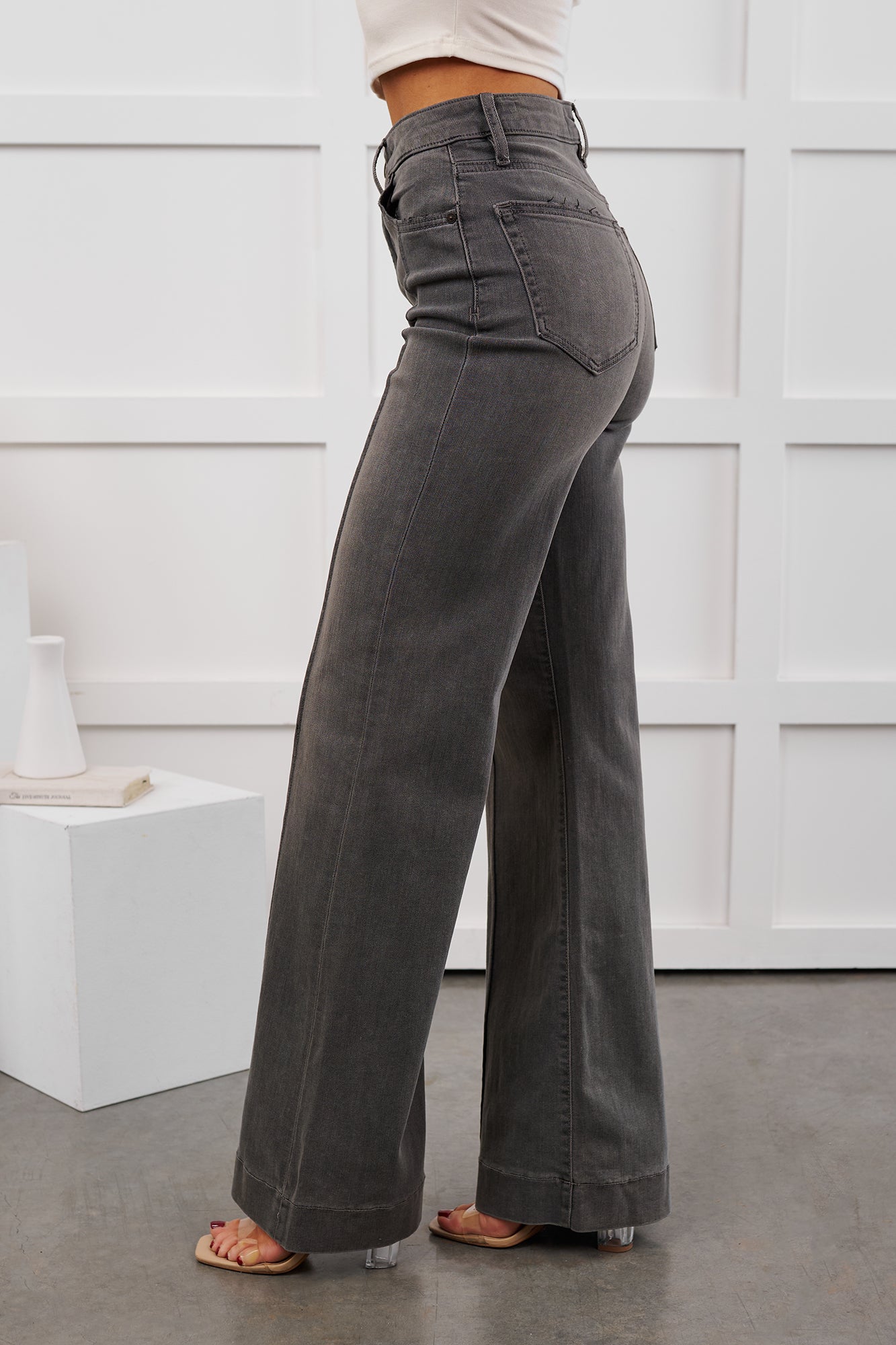 Arabella High Rise Flare Hidden Jeans (Grey)