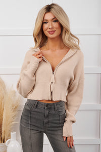 Warm As Wool Collared Cable Knit Jacket (Oatmeal) - NanaMacs