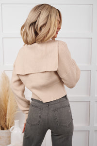 Warm As Wool Collared Cable Knit Jacket (Oatmeal) - NanaMacs