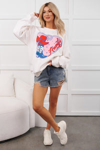 Howdy Romance Graphic Sweatshirt (White) - NanaMacs