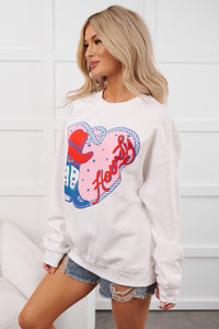 Howdy Romance Graphic Sweatshirt (White) - NanaMacs