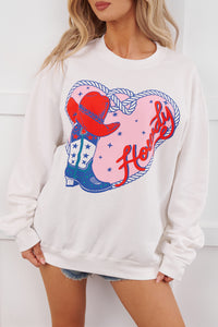 Howdy Romance Graphic Sweatshirt (White) - NanaMacs