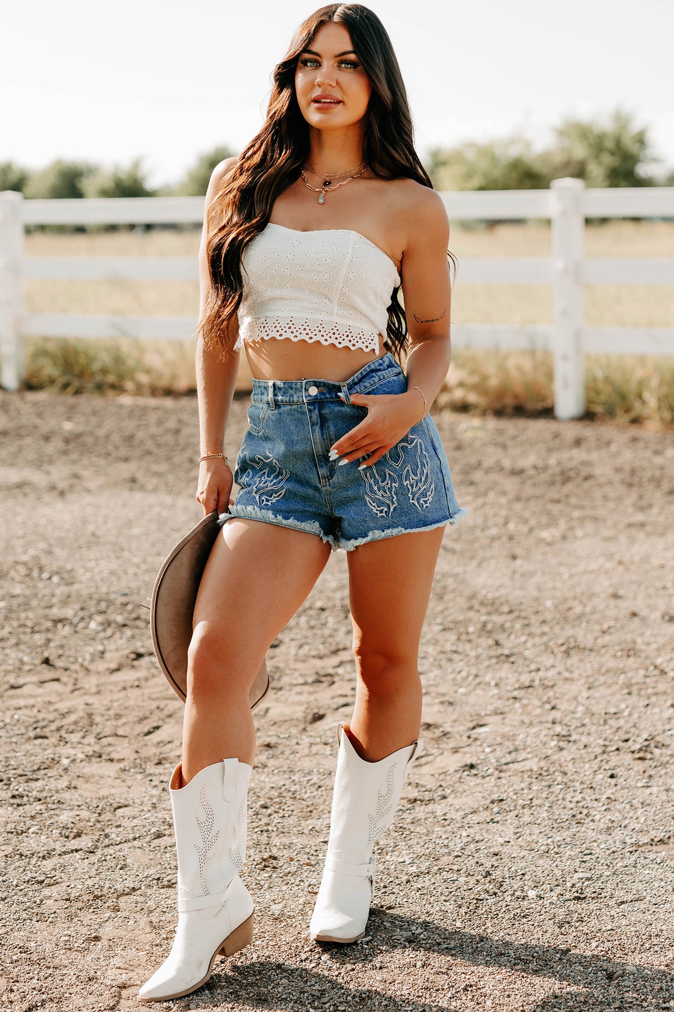 Wild Ride Ready Western Stitch Denim Shorts (Denim) · NanaMacs
