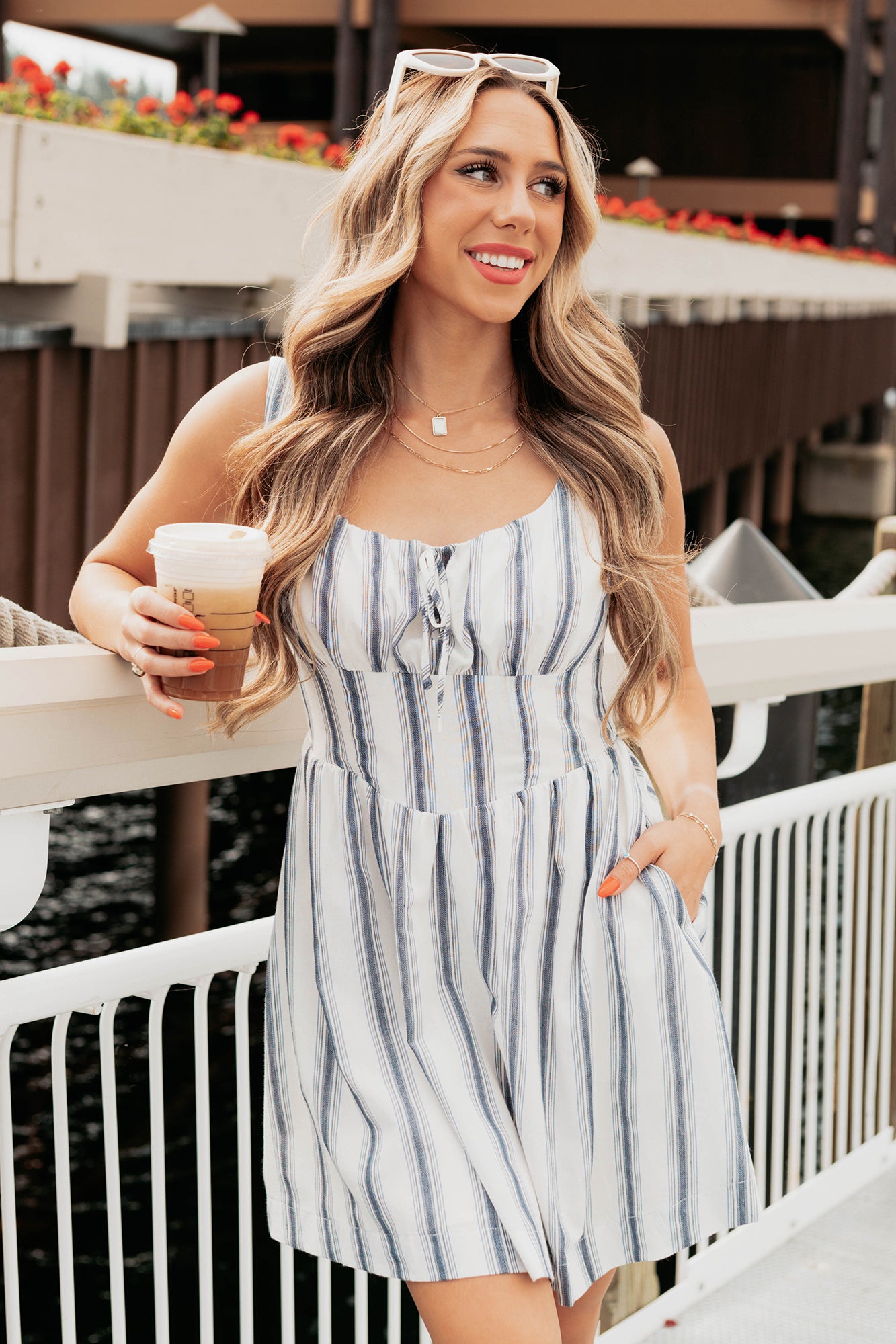 navy and white striped mini dress Entro Navy Striped Cotton Button Up Mini Dress