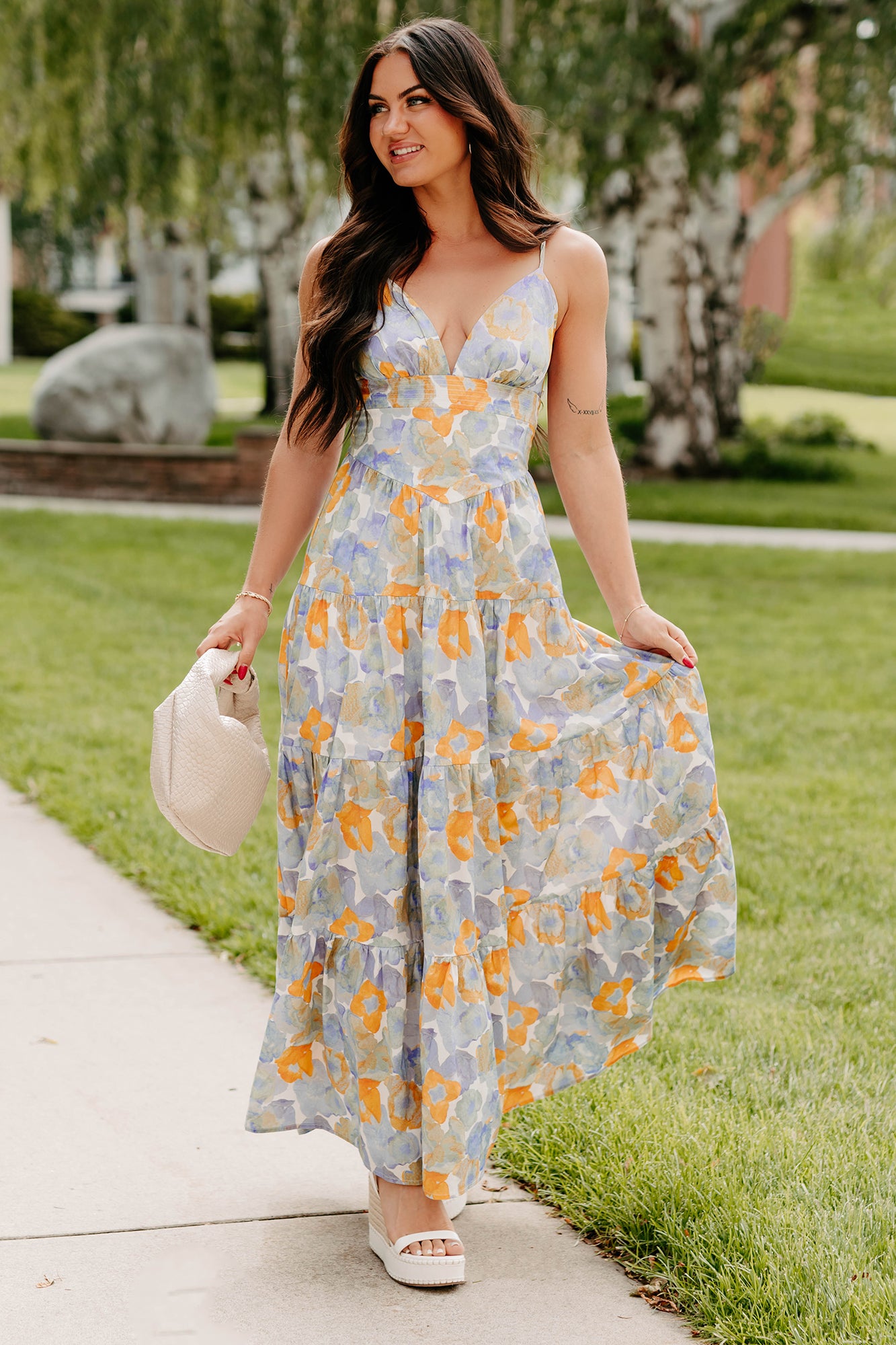 Honey, Please Sleeveless Floral Maxi Dress (Peri Blue) - NanaMacs