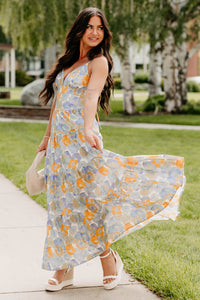 Honey, Please Sleeveless Floral Maxi Dress (Peri Blue) - NanaMacs