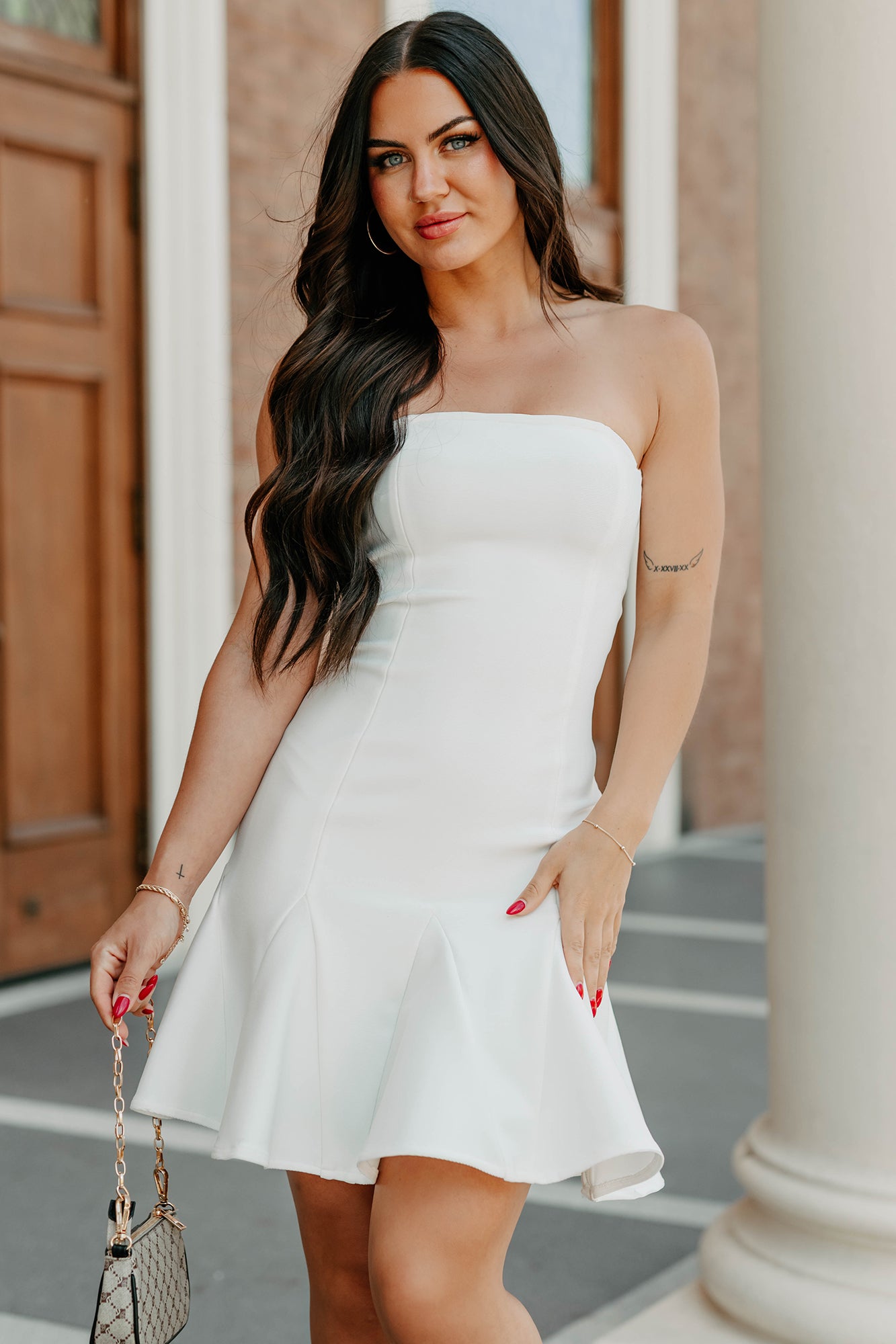 Bold & Beautiful Strapless Mini Dress (White) - NanaMacs