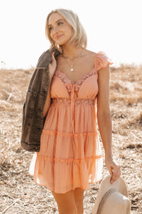 Gentle Nights Lace Sleeveless Mini Dress (Peach) - NanaMacs