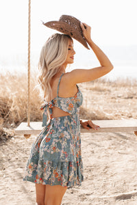 The Right Place Sleeveless Floral Mini Dress (Green) - NanaMacs