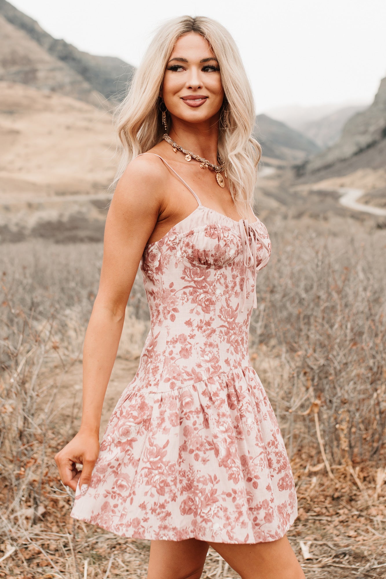 Sweet Energy Sleeveless Floral Mini Dress (Pink Rose) - NanaMacs