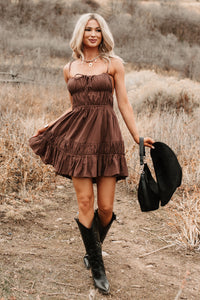 Lovely Intent Sleeveless Tiered Mini Dress (Chocolate) - NanaMacs