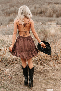 Lovely Intent Sleeveless Tiered Mini Dress (Chocolate) - NanaMacs