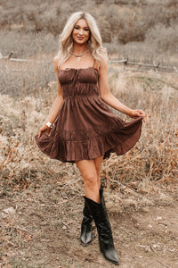 Lovely Intent Sleeveless Tiered Mini Dress (Chocolate) - NanaMacs