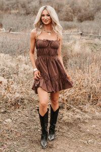 Lovely Intent Sleeveless Tiered Mini Dress (Chocolate) - NanaMacs