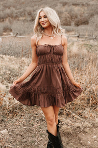Lovely Intent Sleeveless Tiered Mini Dress (Chocolate) - NanaMacs