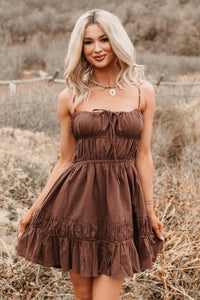 Lovely Intent Sleeveless Tiered Mini Dress (Chocolate) - NanaMacs