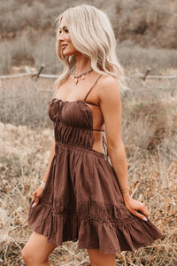 Lovely Intent Sleeveless Tiered Mini Dress (Chocolate) - NanaMacs
