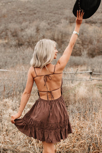 Lovely Intent Sleeveless Tiered Mini Dress (Chocolate) - NanaMacs