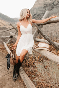 Capture Magic Crochet Tiered Mini Dress (Off White)