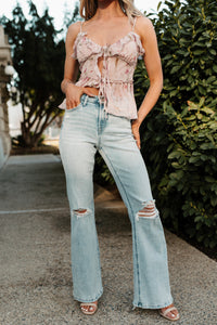Beckie High Rise Flare Distressed Vervet Jeans (York) - NanaMacs