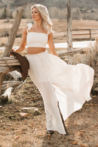 Easy Grace Crop Top & Maxi Skirt Set (Cream) - NanaMacs