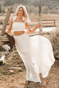 Easy Grace Crop Top & Maxi Skirt Set (Cream) - NanaMacs