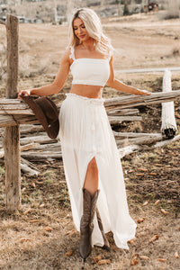 Easy Grace Crop Top & Maxi Skirt Set (Cream) - NanaMacs