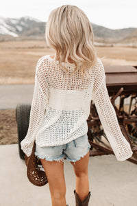 Gentle Essentials Open Knit Sweater (White)