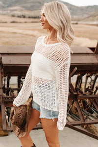 Gentle Essentials Open Knit Sweater (White)