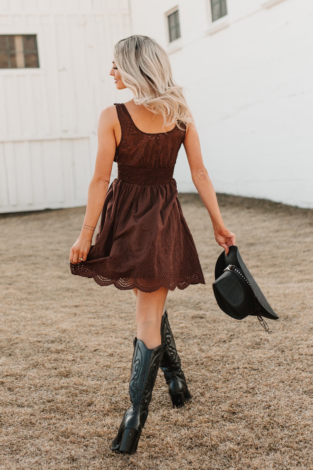 Southern Belle Energy Corset Fit And Flare Mini Dress (Brown) - NanaMacs