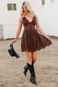 Southern Belle Energy Corset Fit And Flare Mini Dress (Brown) - NanaMacs