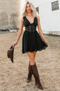 Southern Belle Energy Corset Fit And Flare Mini Dress (Black)