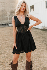 Southern Belle Energy Corset Fit And Flare Mini Dress (Black)