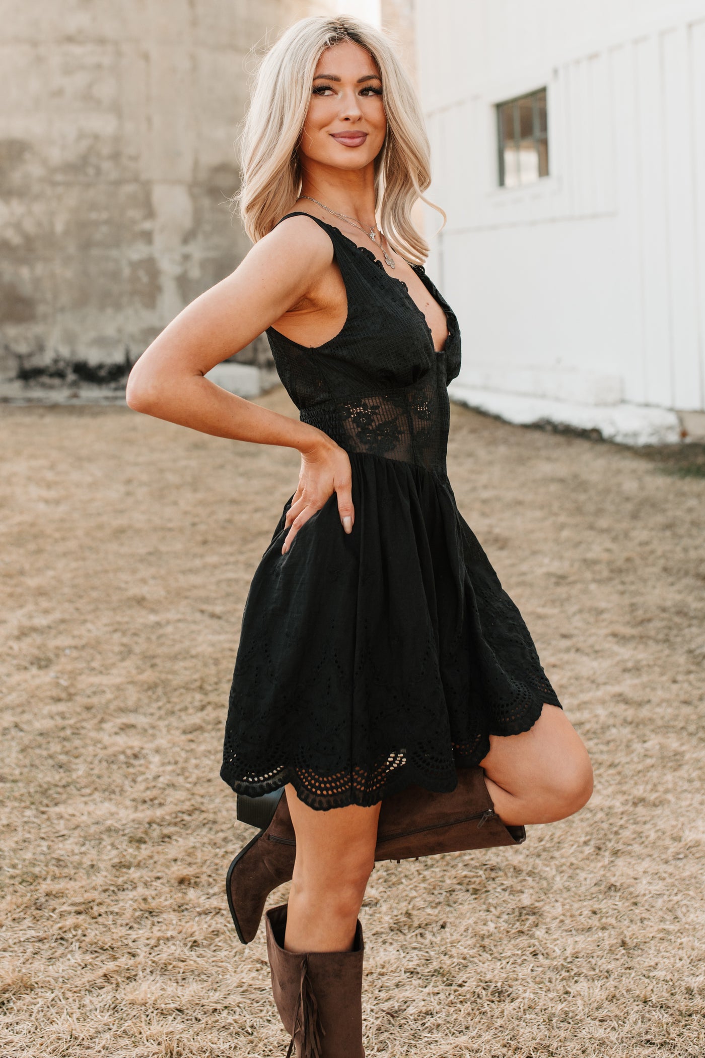 Southern Belle Energy Corset Fit And Flare Mini Dress (Black)