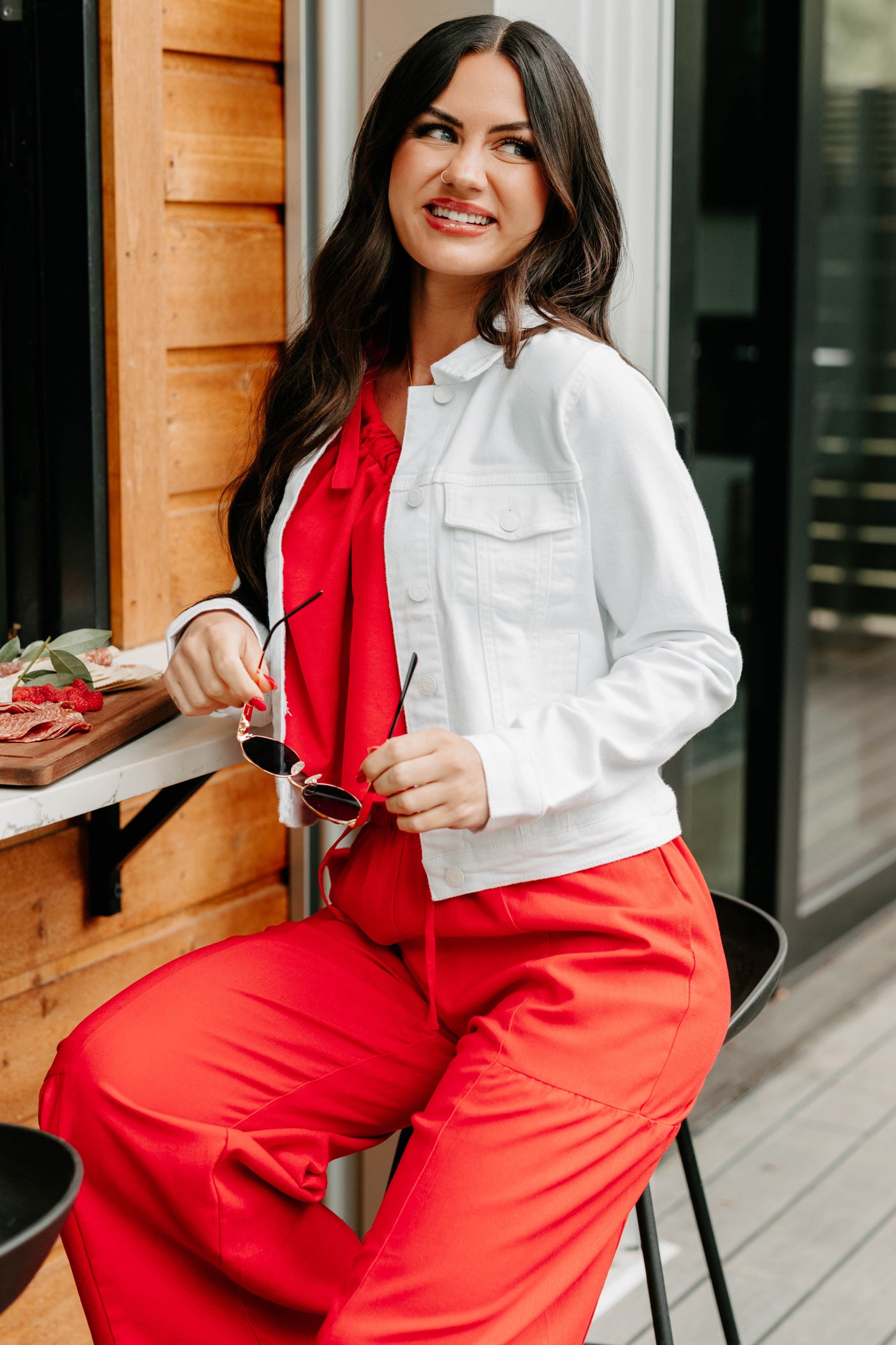 Eunina Women's Classy In Cotton Denim Jacket In White Eunina Women's Classy In Cotton Denim Jacket In White