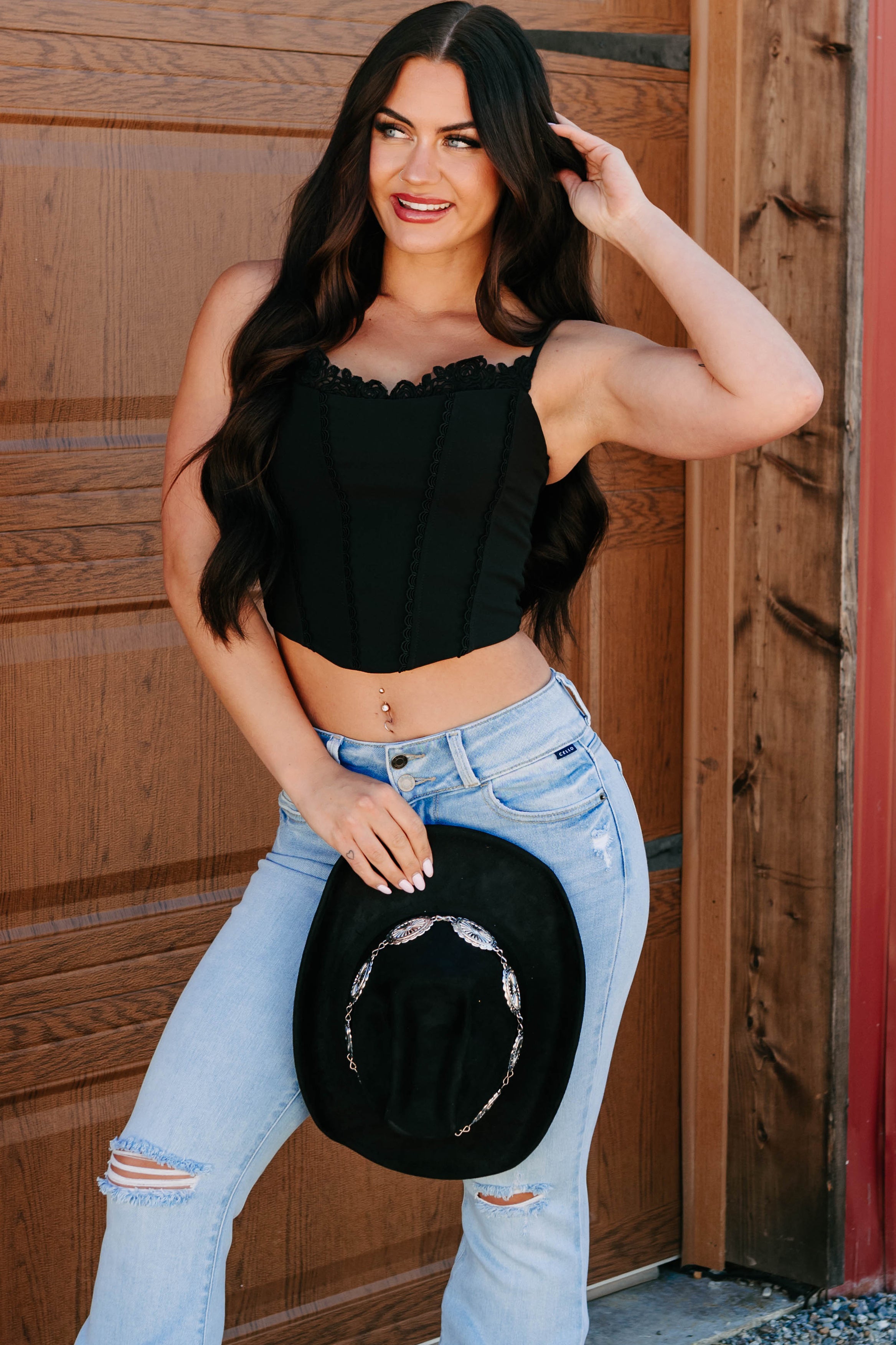 Keep The Spark Lace Trim Corset Top (Black) · NanaMacs