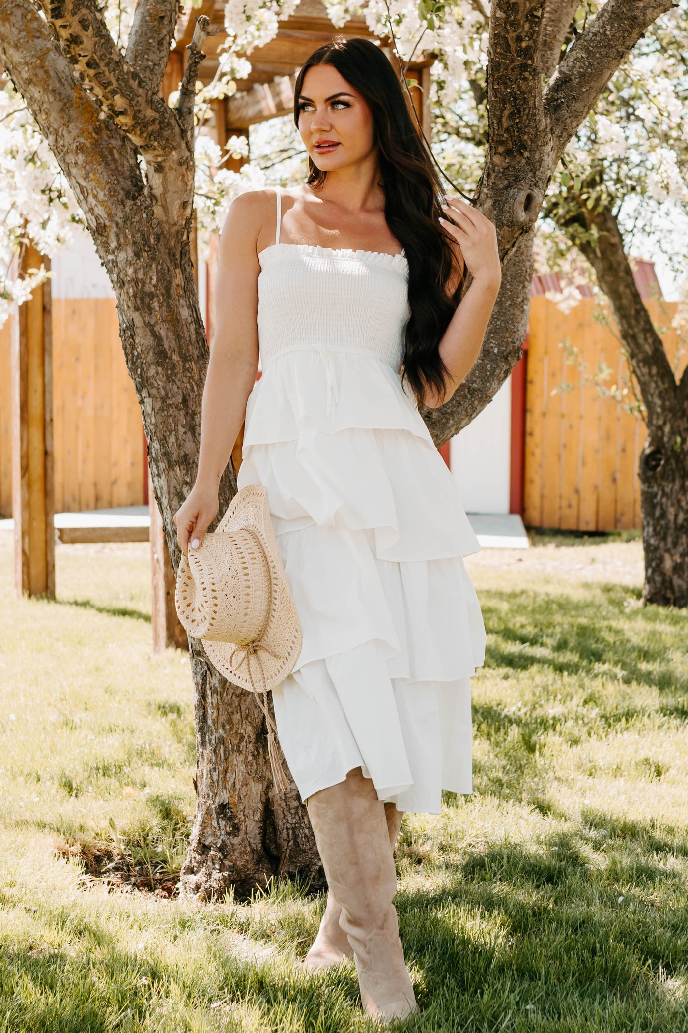 Women's My Unique Perspective Tiered Ruffle Midi Dress in White