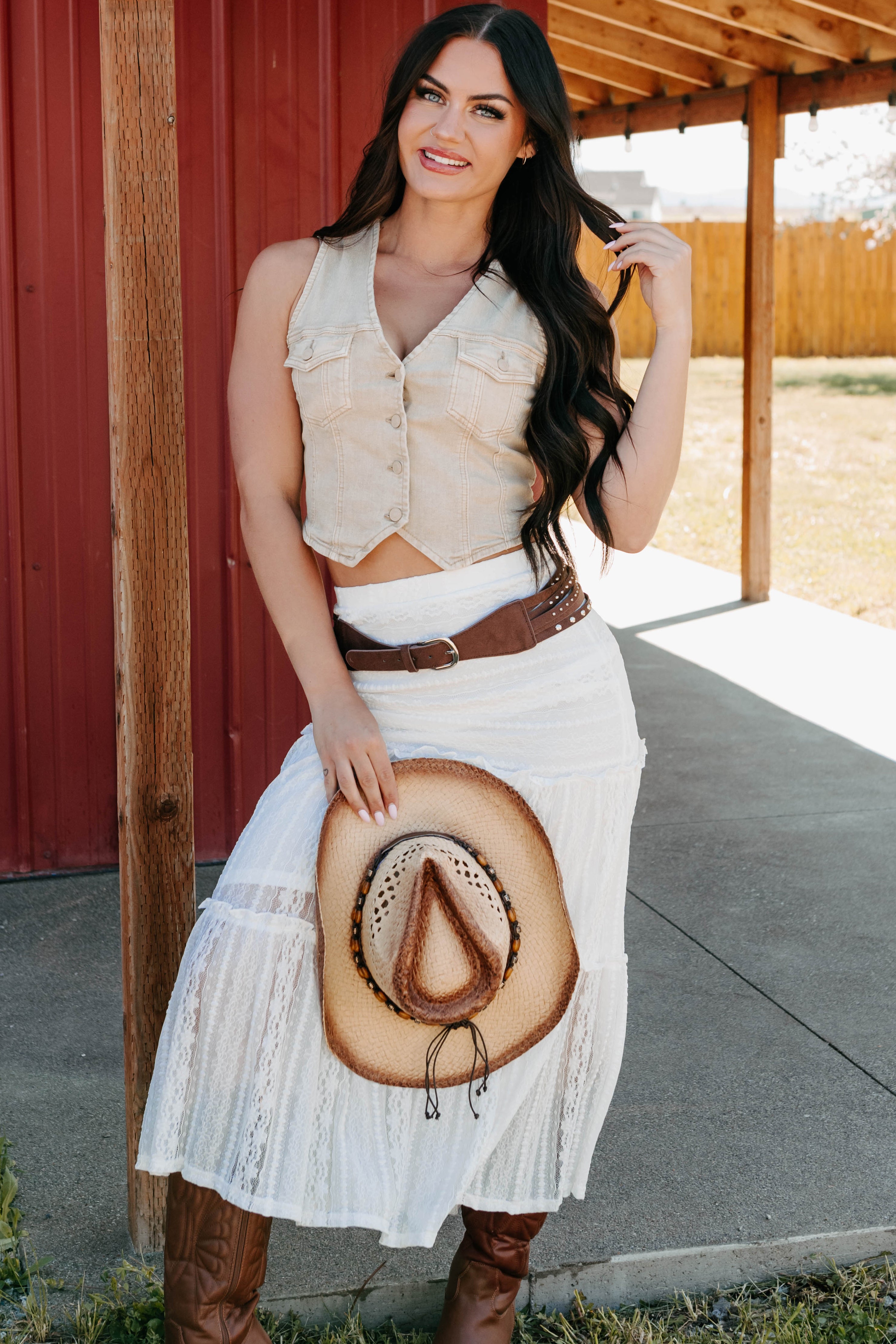 Life's A Rodeo Denim Vest (Khaki)