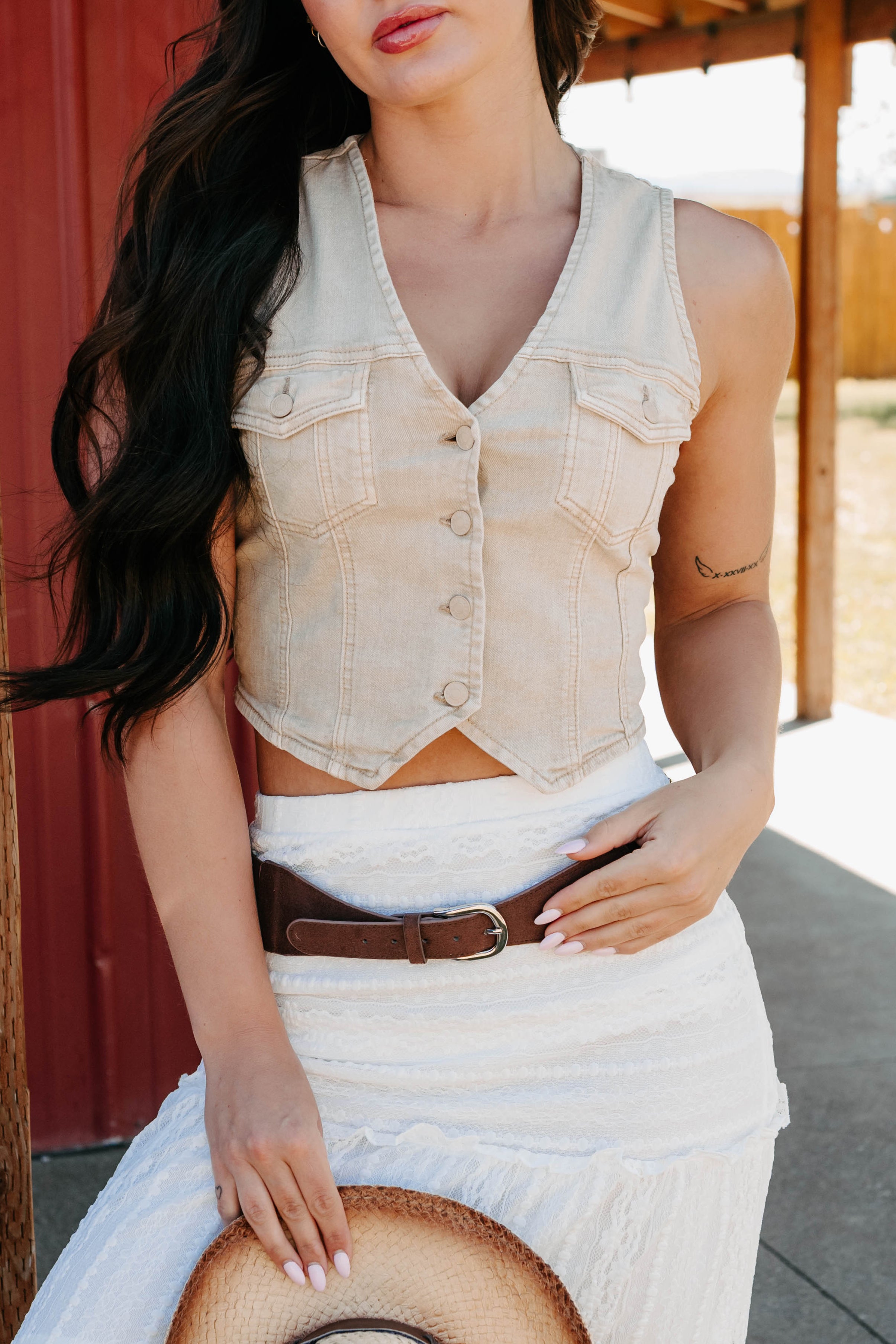 Life's A Rodeo Denim Vest (Khaki)