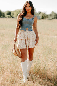 Lady's First Zip Up Denim Tank Top (Light Blue) - NanaMacs