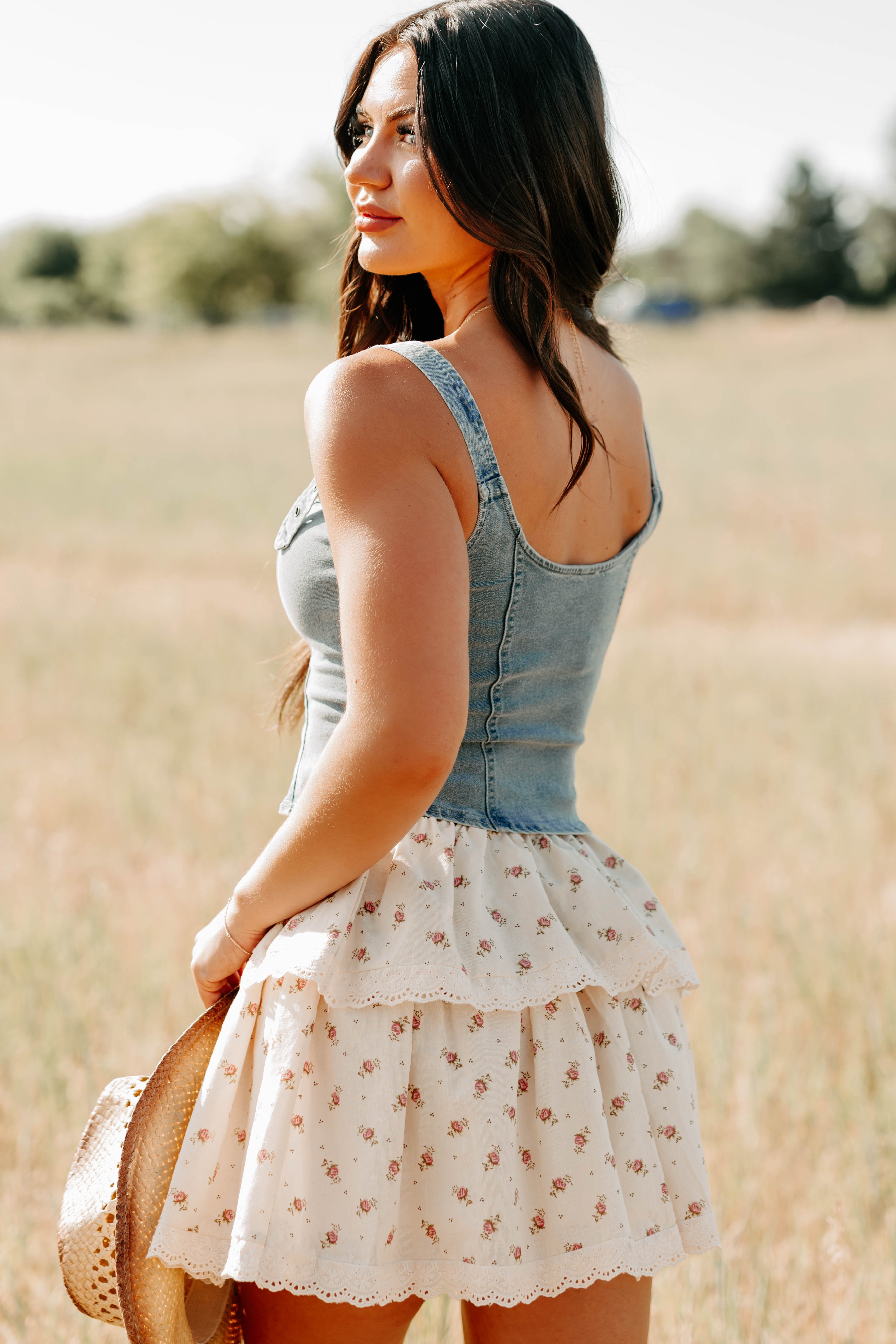 Lady's First Zip Up Denim Tank Top (Light Blue) - NanaMacs