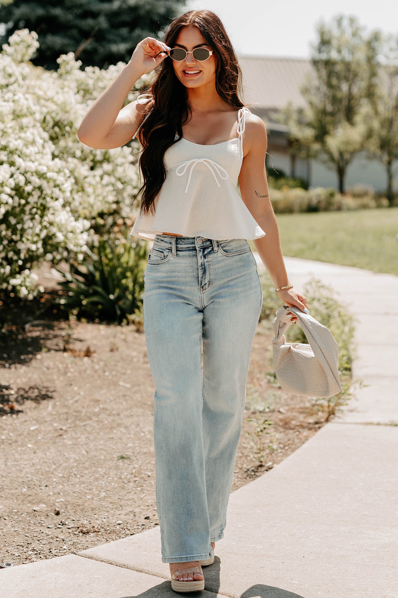 The Air I Breathe Linen Shoulder Tie Tank Top (Natural) · NanaMacs